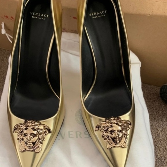Versace Shoes - Versace Gold Medusa Heels Size 39